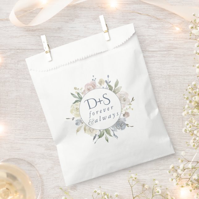 Misty Lake | Dusty Floral Always Forever Monogram Favour Bag (Clipped)