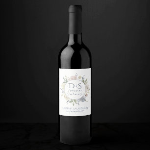 Misty Lake   Dusty Floral Always Forever Monogram Wine Label