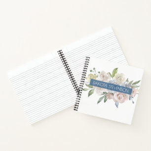 Misty Lake Lovely Soft Dusty Hued Floral Custom Notebook