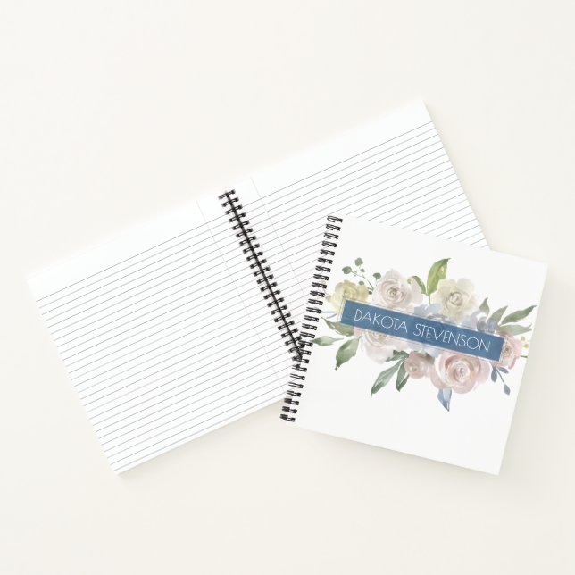 Misty Lake | Lovely Soft Dusty Hued Floral Custom Notebook (Inside)