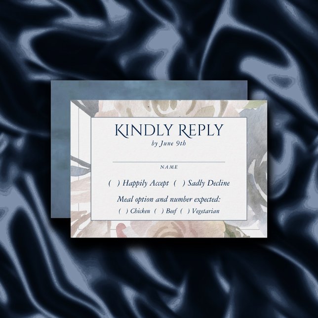 Misty Lake | Lovely Soft Dusty Hued Floral Entree RSVP Card (Creator Uploaded)