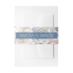 Misty Lake Lovely Soft Dusty Hued Slate Floral Invitation Belly Band