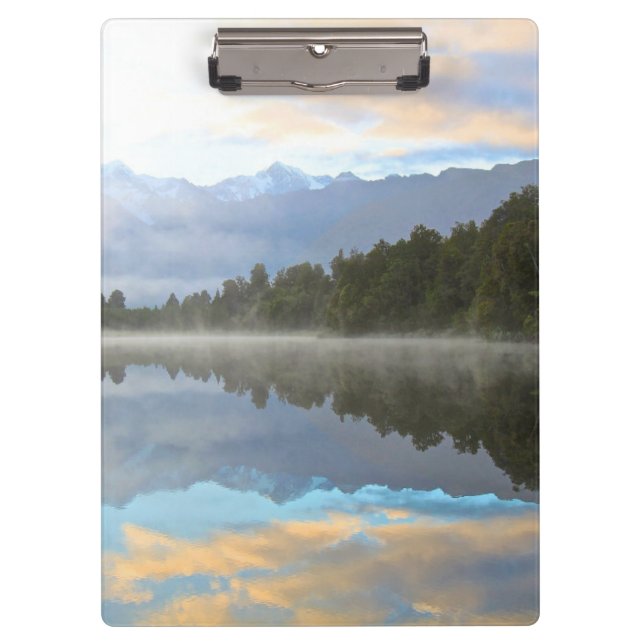 Misty Lake Trees Reflection Tranquil Nature Photo Clipboard (Front)