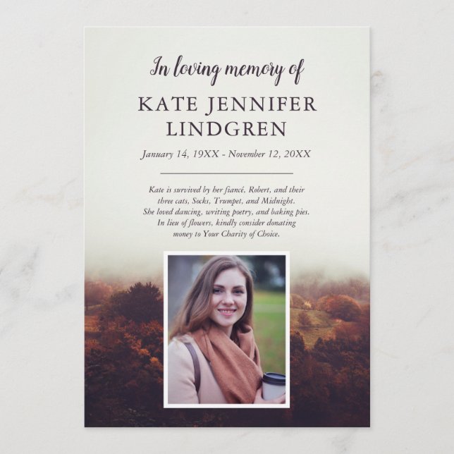 Misty Landscape - Photo - In Loving Memory Program (Front)