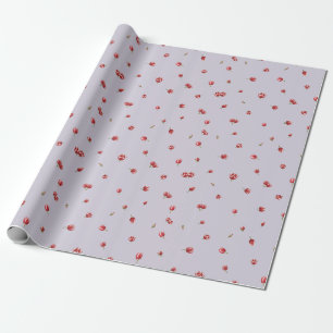 Misty Lavender Japanese Red Tulip Floral Pattern Wrapping Paper