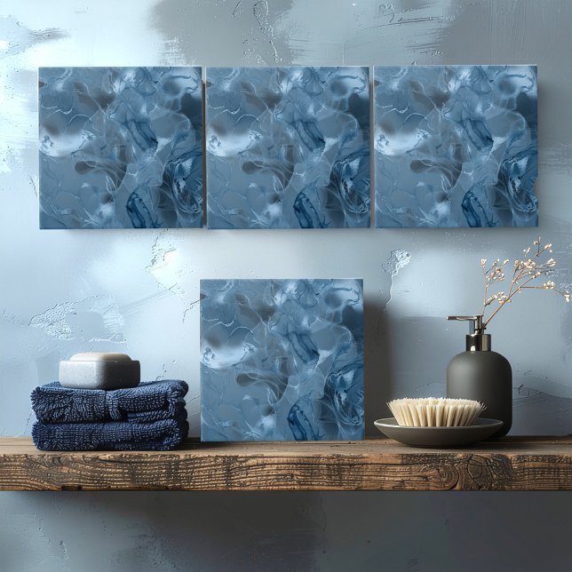Misty Marble Abstract Pattern Dark Blue ID705a Ceramic Tile (Creator Uploaded)