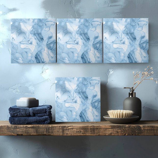 Misty Marble Abstract Pattern Light Blue ID705c Ceramic Tile (Creator Uploaded)
