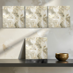 Misty Marble Abstract Pattern Light Gold ID705c Ceramic Tile