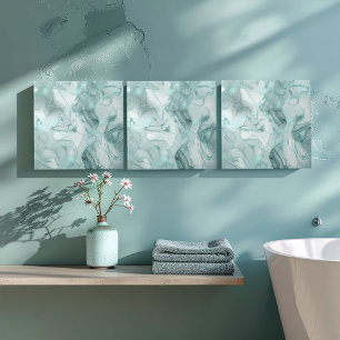 Misty Marble Abstract Pattern Light Teal ID705c Ceramic Tile