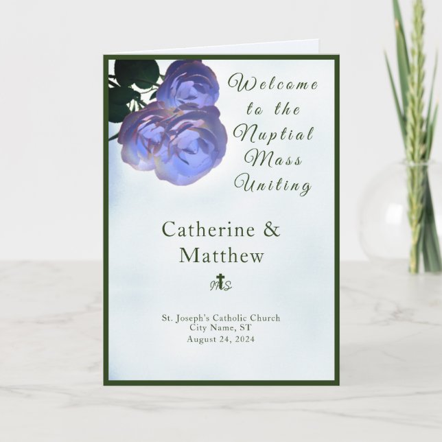 Misty Mauve & Green Nuptial Mass with Photo  Program (Front)