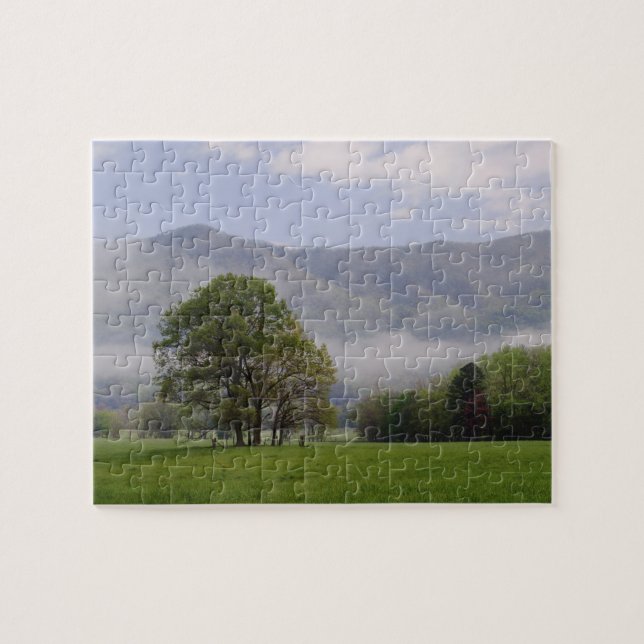 Misty meadow and Rich Mountain, Cades Cove, Jigsaw Puzzle (Horizontal)
