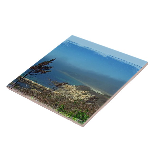 Misty Morning at Nobska Point - Cape Cod MA Tile (Side)