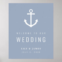 Misty Morning Blue Grey Nautical Anchor Welcome