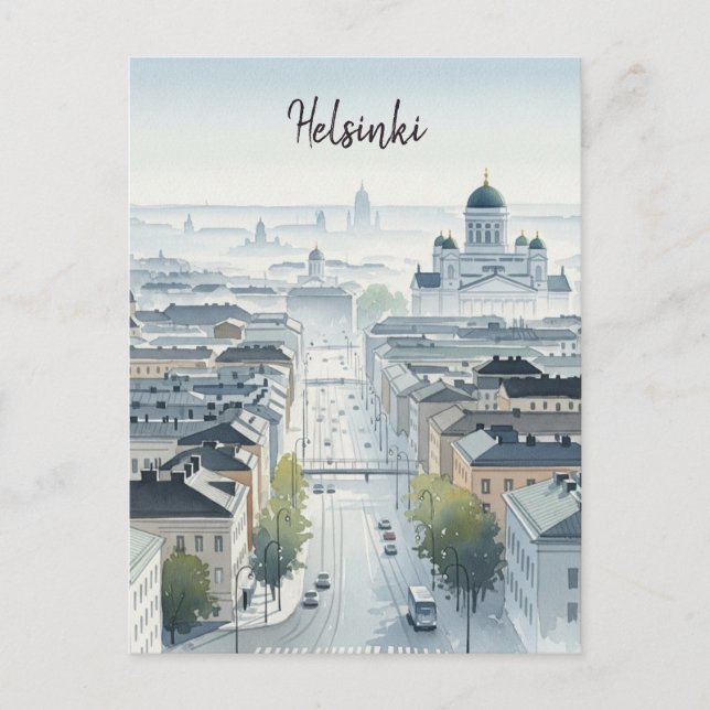 Misty Morning Helsinki Finland Travel Postcard (Front)