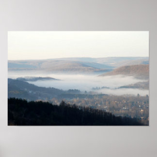 Misty Morning in Wellsville, NY Poster