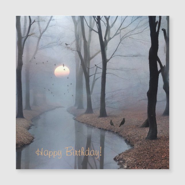  Misty Morning Magnetic Birthday Card (Front)