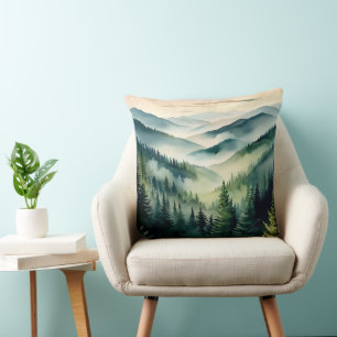 Misty Morning Mountain Pines Cushion