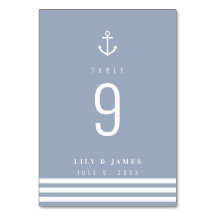 Misty Morning Wedding Table Card with Anchor