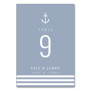 Misty Morning Wedding Table Card with Anchor