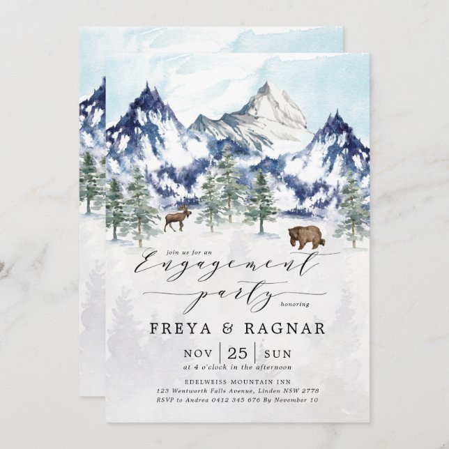 Misty Mountain Forest Adventure Engagement Party Invitation (Front/Back)