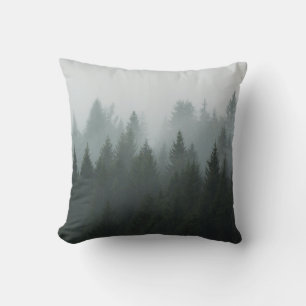 Misty Mountain Forest Autumn Fog Cushion