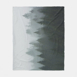 Misty Mountain Forest Autumn Fog Fleece Blanket
