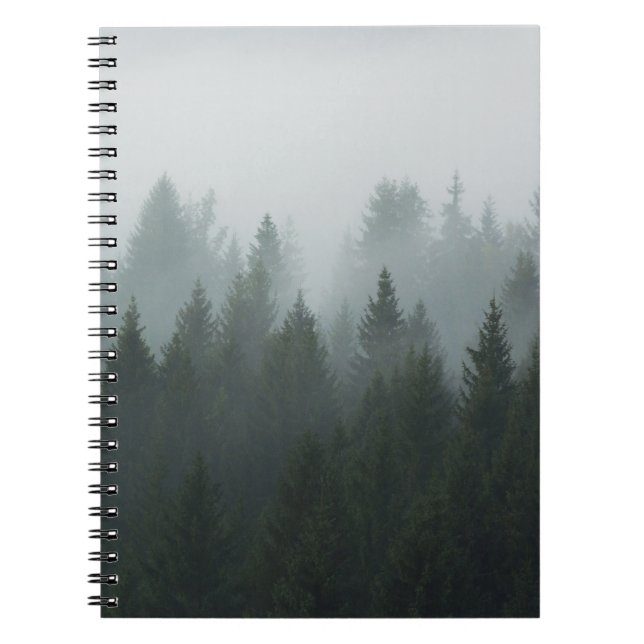 Misty Mountain Forest Autumn Fog Notebook (Front)