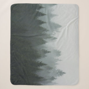 Misty Mountain Forest Autumn Fog Sherpa Blanket