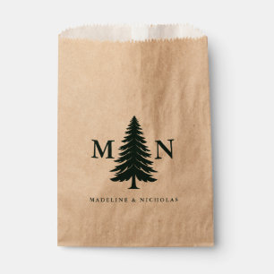 Misty Mountain Forest Green Pine Tree Wedding Favour Bag