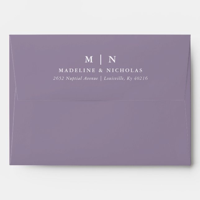 Misty Mountain Forest Lavender Purple Wedding Envelope (Back (Top Flap))