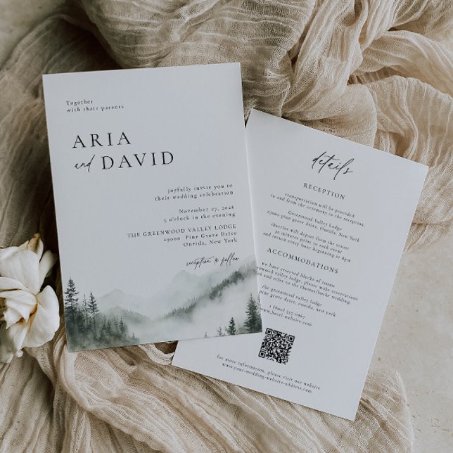 Misty Mountain Forest Rustic Wedding Invitation (Creator Uploaded)