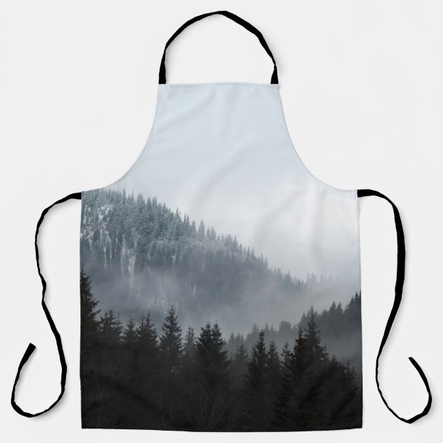 Misty Mountain Forest: Scenic Landscape View Apron (Front)