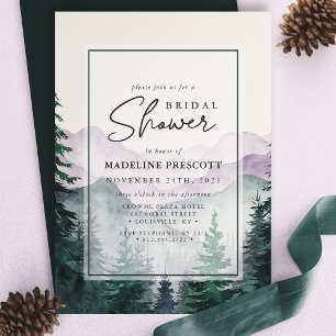 Misty Mountain Forest Script Bridal Shower Invitation