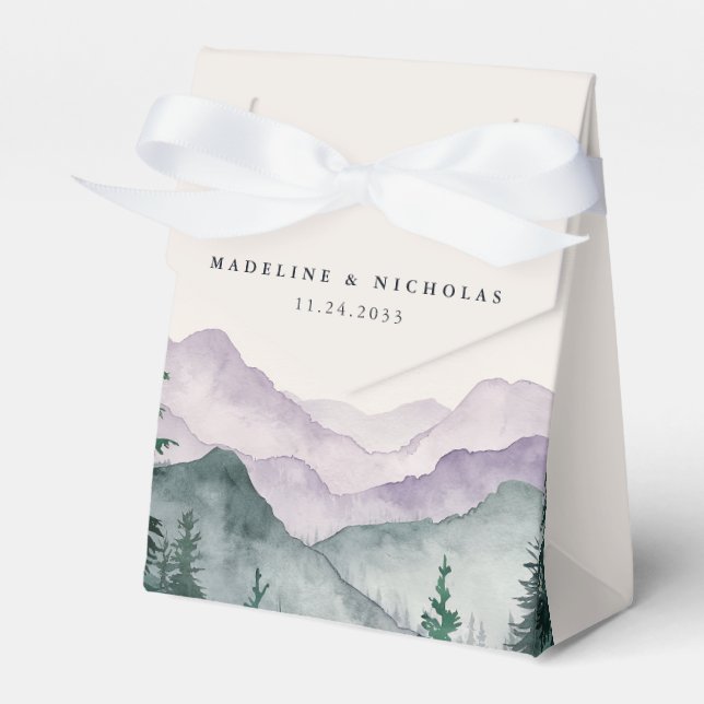 Misty Mountain Forest Wedding Favour Box (Front Side)