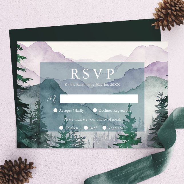 Misty Mountain Forest Wedding RSVP Card (Creator Uploaded)