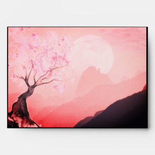 Misty Mountain Haze at Sunset Hot Pink and Black Envelope