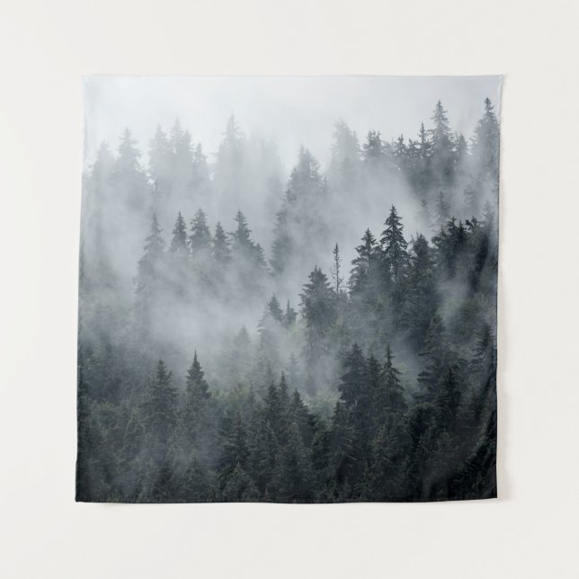 Misty Mountain Landscape Vintage Style Tapestry (Front)
