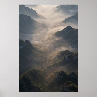Misty Mountain Morning Fog Landscape Poster