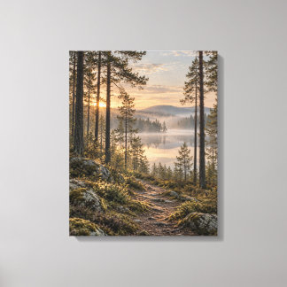 Misty Mountain Pond Canvas Print
