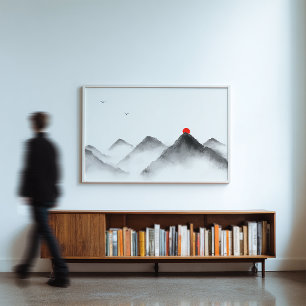 Misty Mountain Sunrise Art - Zen Landscape Print