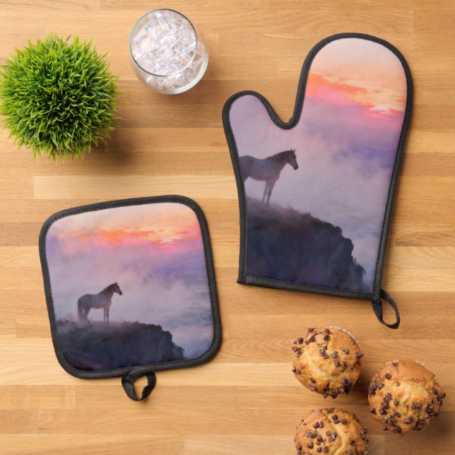 Misty Mountain Top Memories Oven Mitt & Pot Holder Set (Top Down)
