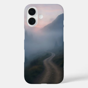 Misty mountain trail at dawn iPhone 16 case