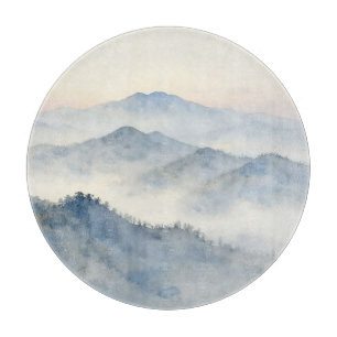 Misty Mountain Watercolor Landscape Cutting Board
