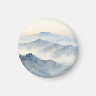 Misty Mountain Watercolor Landscape Magnet