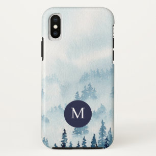 Misty Mountain Watercolor Monogram iPhone Case