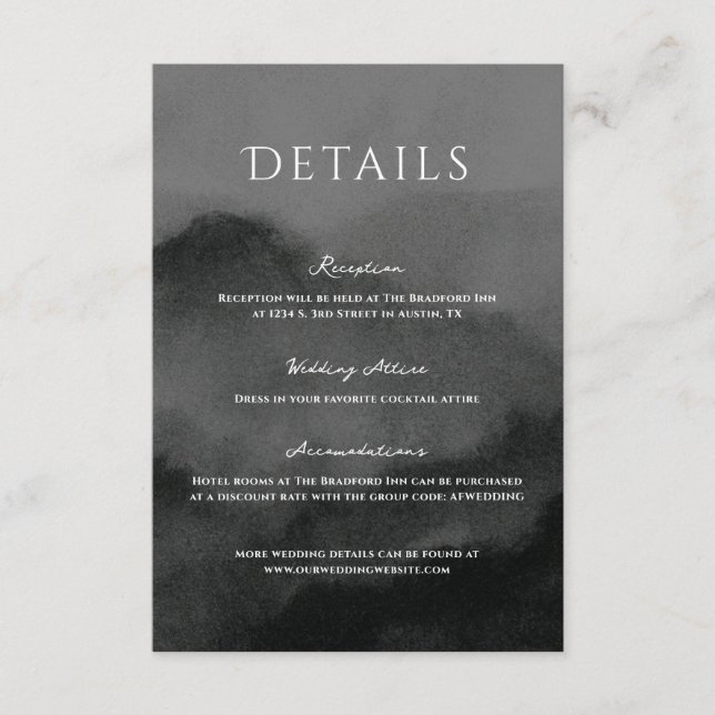Misty Mountain Watercolor Wedding Enclosure Card (Front)