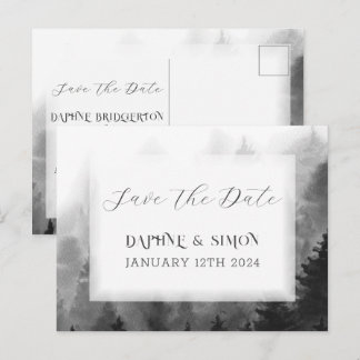 Misty Mountain Wedding Announcement Postcard