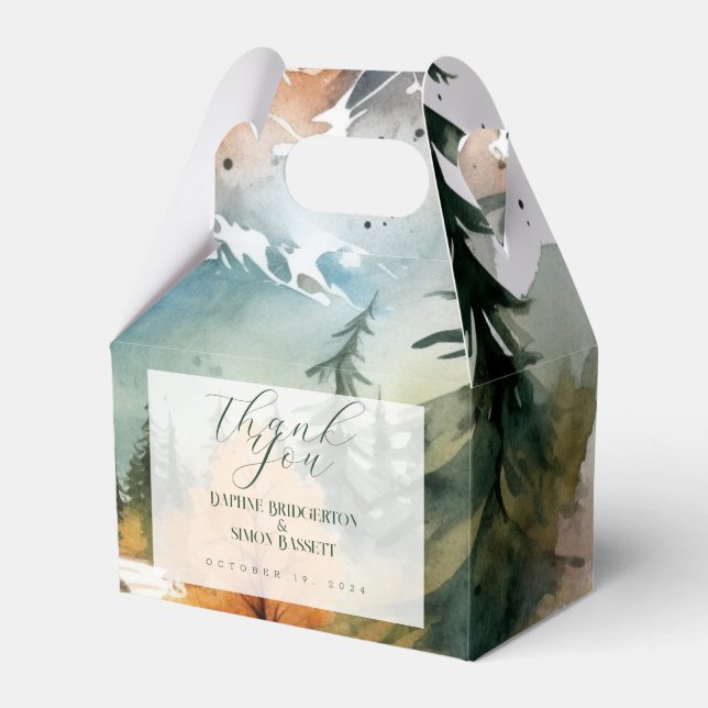Misty Mountain Wedding Favour Box (Front Side)