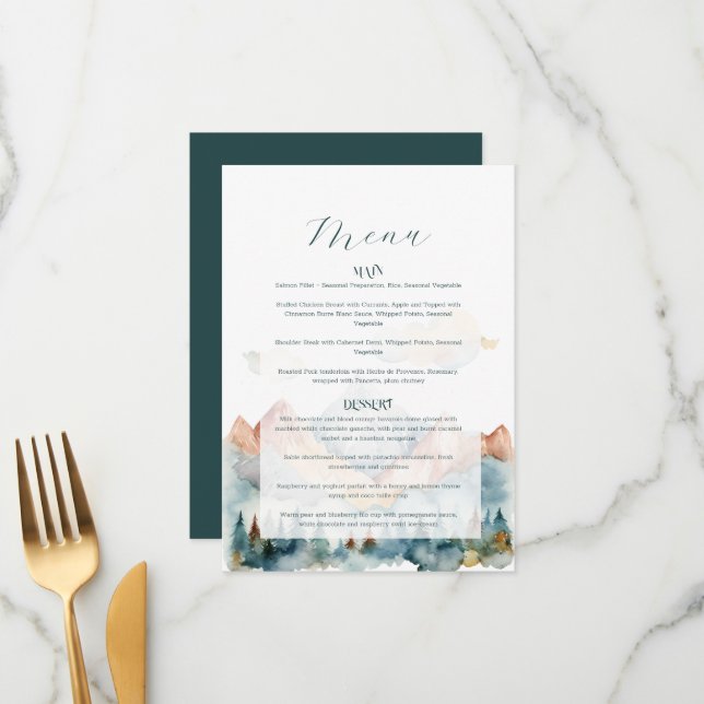 Misty Mountain Wedding Menu (Front/Back In Situ)