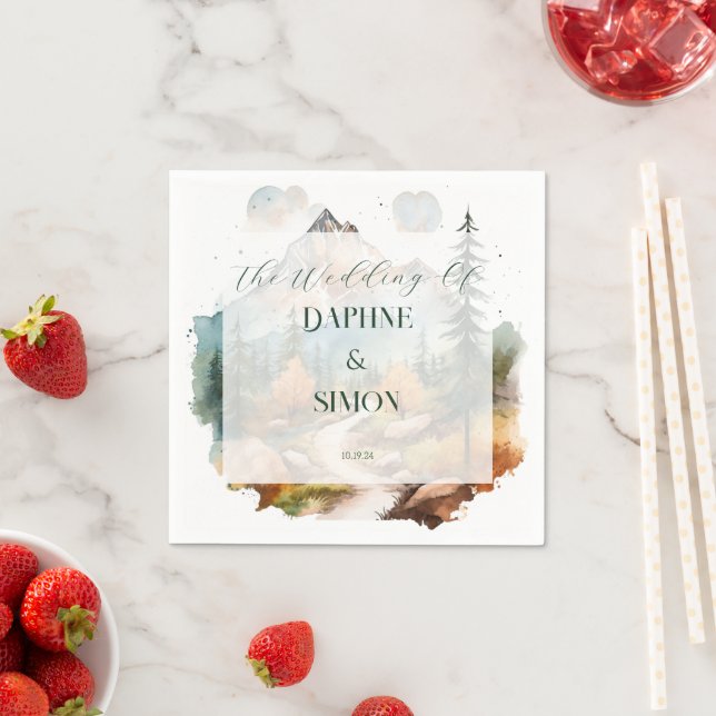 Misty Mountain Wedding Napkin (Insitu)